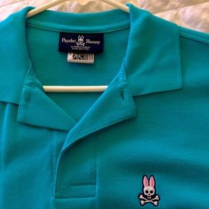 2 Polo style shirts. One teal. One blue.  Clearing closet space!